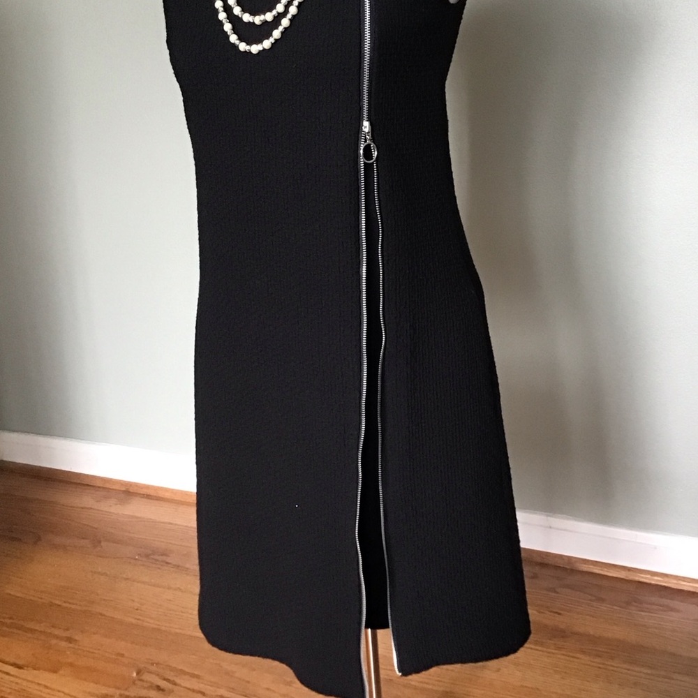 INC International Concepts Black Sheath Dress Sleeveless Exposed Zip Detail